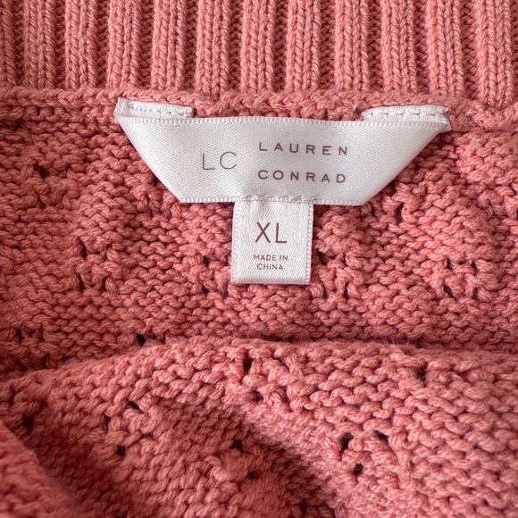Lauren Conrad Women’s Knit Sweater Tank Top –Size XL Dusty Rose – Eyelet Pattern - Picture 5 of 6